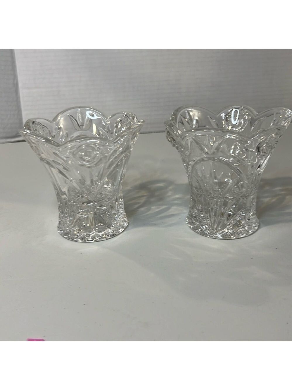 Princess House American Rose Candle Stick Votive Holder Set 2